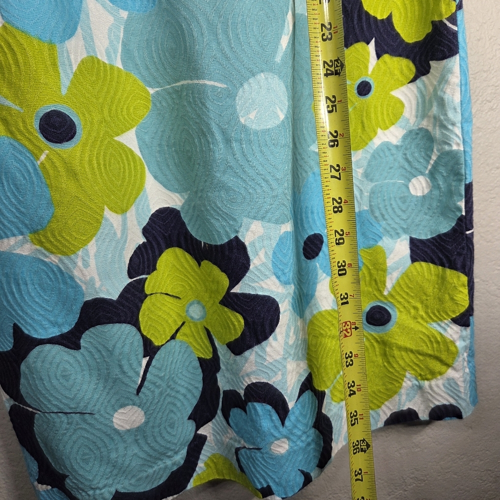 Lilly Pulitzer Kiki Shorely Shift Dress Size 12 Blue Pop Floral Jacquard V-Neck - Picture 12 of 13